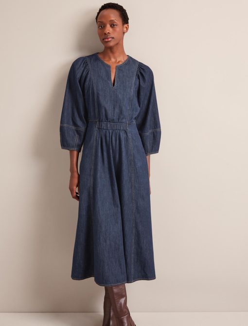 Jude Denim Maxi Dress - Dark Blue - 图片 6