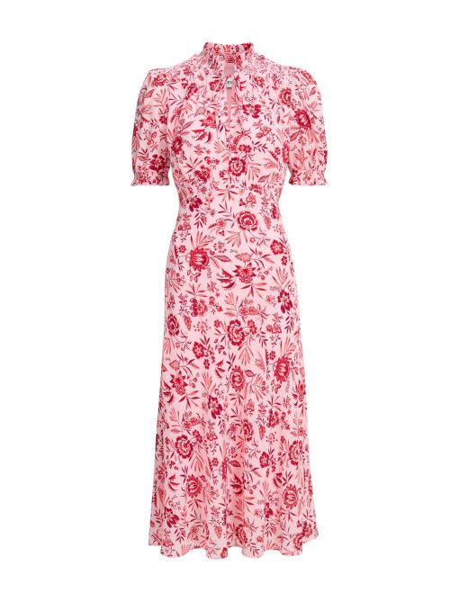 Irina Cotton Blend Midi Dress - Pink Palm Floral Print - 图片 11