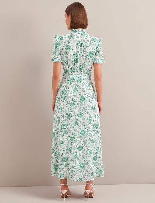 Liliana Cotton Blend Maxi Dress - Green Palm Floral Print - 图片 10