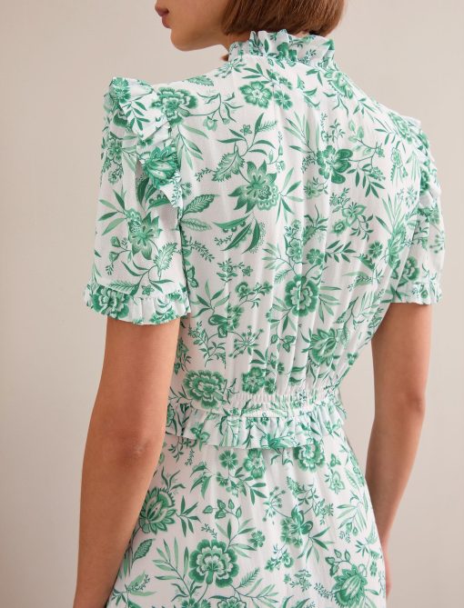 Liliana Cotton Blend Maxi Dress - Green Palm Floral Print - 图片 11
