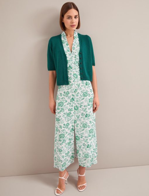 Liliana Cotton Blend Maxi Dress - Green Palm Floral Print - 图片 12