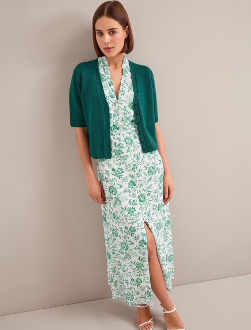 Liliana Cotton Blend Maxi Dress - Green Palm Floral Print - 图片 13