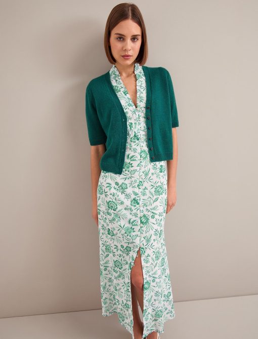 Liliana Cotton Blend Maxi Dress - Green Palm Floral Print - 图片 4