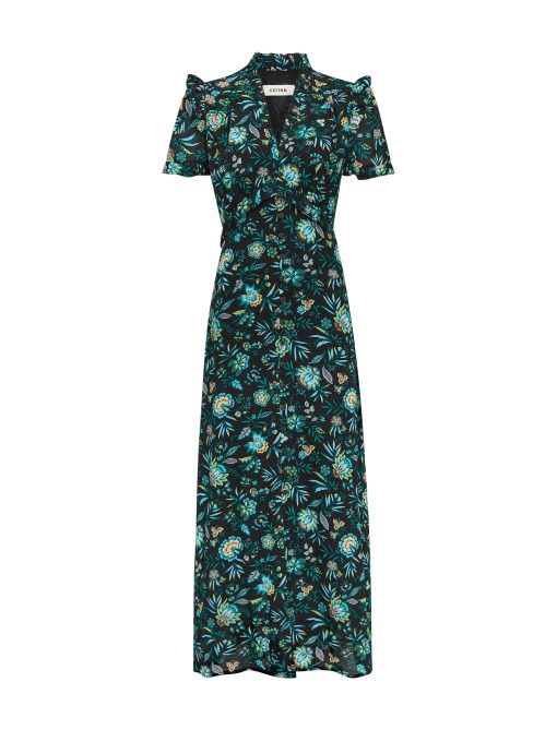 Liliana Cotton Blend Maxi Dress - Black Palm Floral Print - 图片 7