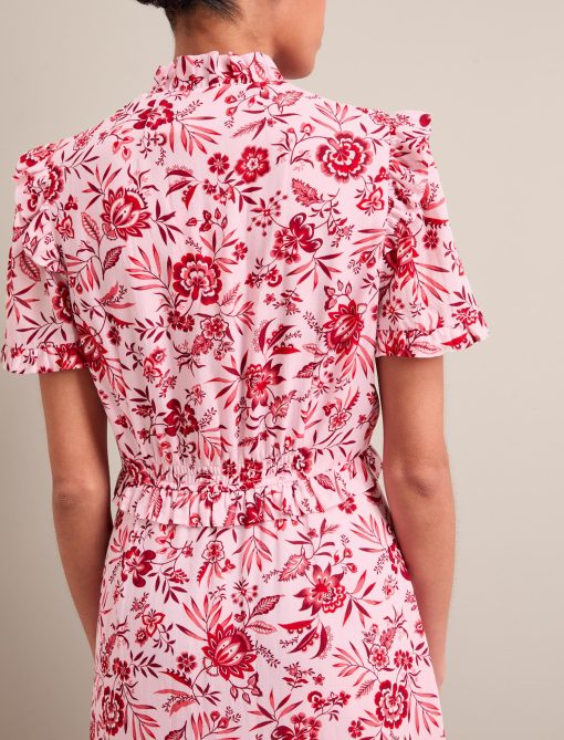 Liliana Cotton Blend Maxi Dress - Pink Palm Floral Print - 图片 7