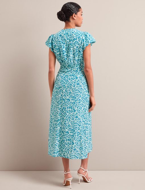 Leila Silk Maxi Dress - Blue Green Feather Print - 图片 11