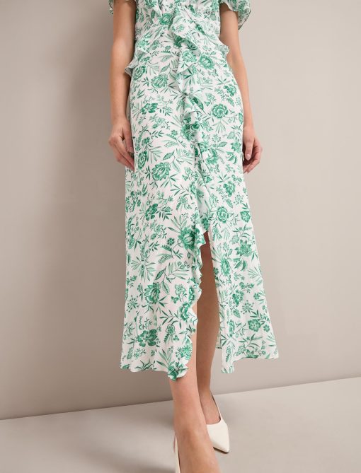 Vivienne Cotton Blend Maxi Dress - Green Palm Floral Print - 图片 7