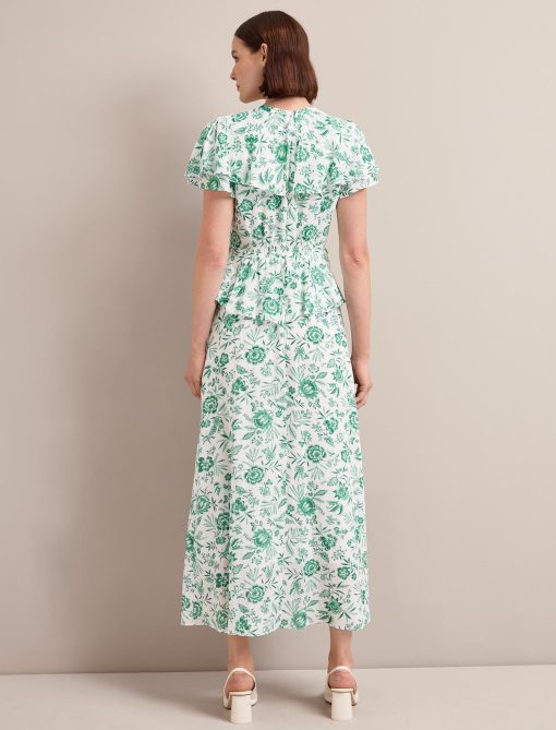 Vivienne Cotton Blend Maxi Dress - Green Palm Floral Print - 图片 8