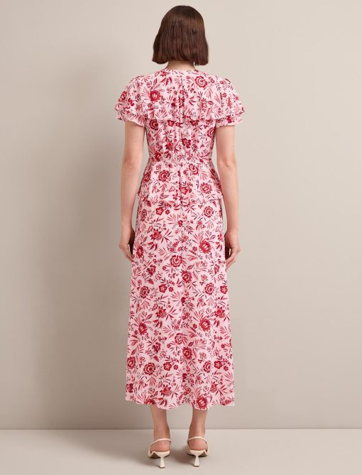 Vivienne Cotton Blend Maxi Dress - Pink Palm Floral Print - 图片 6