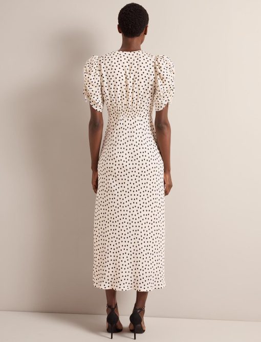 Ophelia Bias Cut Maxi Dress - Ecru Black Polka Dot Print - 图片 10