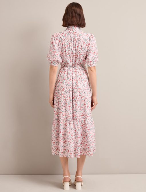 Poppy Silk Blend Maxi Dress - Red Trailing Feather Print - 图片 7