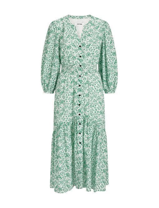 Aspen Cotton Blend Maxi Dress - Green Mono Floral Print - 图片 7