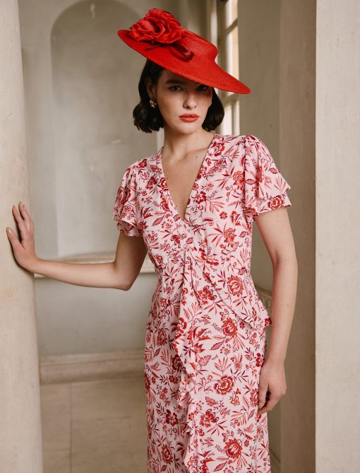 Vivienne Cotton Blend Maxi Dress - Pink Palm Floral Print - 图片 2